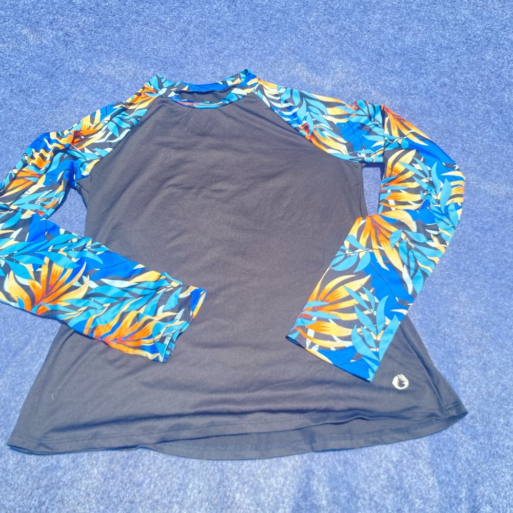 The American Outdoorsman Long Sleeve Rash Guard womens Sz S Tropical Sleeves